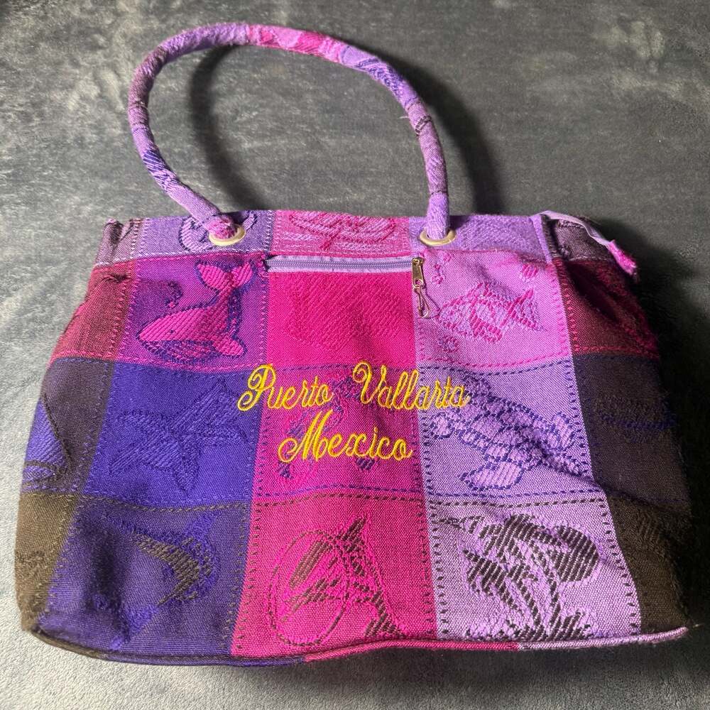 Puerto Vallarta Mexico Embroidered Patchwork Tote Bag